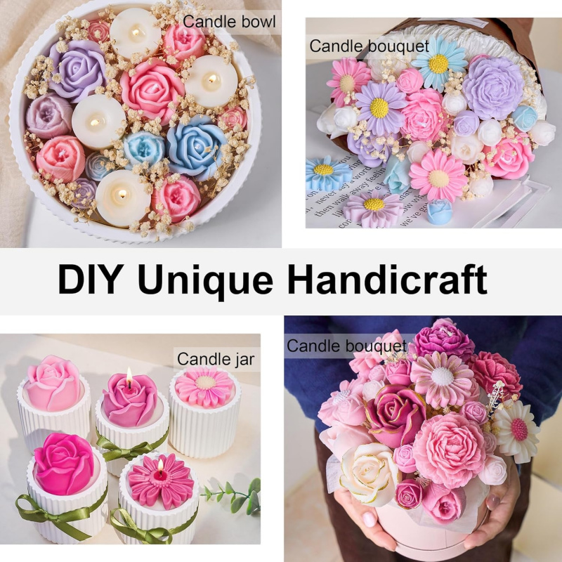 5플라워 캔들 몰드 세트, 3D 꽃무늬 실리콘 캔들 몰 - Candle Making Kit Diy 리뷰 및 가격