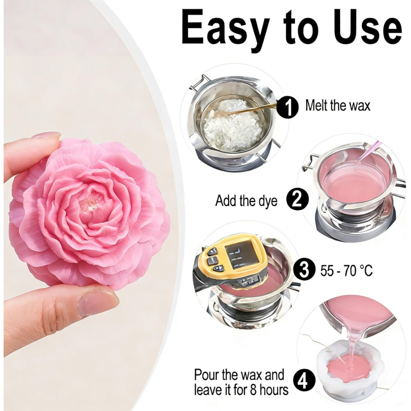 5플라워 캔들 몰드 세트, 3D 꽃무늬 실리콘 캔들 몰 - Candle Making Kit Diy 리뷰 및 가격